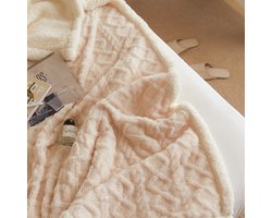 1 st schattige deken bank gebreide deken - deken schattige deken 150 x 100 cm (dekengewicht 580 g), bankdeken omkeerbaar superzacht, pluizig woonkamerdeken, bankdeken bankworpdeken, Beige kleur