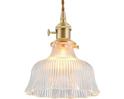 1 ST Vintage hanglampen voor keukeneiland Lily helder glazen hanglamp slaapkamer messing hanglamp boerderij hangende lampen met glazen kap voor eetkamer slaapkamer retro lampen (18 * 20 CM transparante kleur)