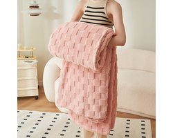 1 stks Gooi Deken voor Bank - Geruite Fleece Dekens Kerstcadeaus voor Dames Heren Meisjes, Leuke Zachte Gezellige Gooi voor Slaapkamer Home Decor Geschenken, 150X200CM,pink