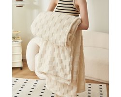 1 stks Gooi Deken voor Bank - Geruite Fleece Dekens voor Dames Heren Meisjes, Leuke Zachte Gezellige Gooi voor Slaapkamer Home Decor Geschenken, 70X100CM,Off-white
