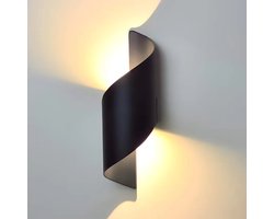 1 stuk - 10W Wandlamp - Moderne Wandlamp Binnen en Buiten - LED Wandverlichting - Waterdichte Wandlamp - voor Tuin, Woonkamer, Badkamer, Slaapkamer - Zwart (Warm Wit)