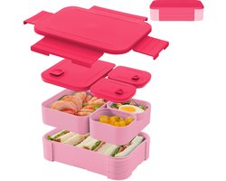 1 stuk - 1100ml Kinderlunchbox met deksel - Lekvrij deksel - Magnetron- en vaatwasserbestendig - Lunchbox voor kinderen en volwassenen - voor school of werk - Roze