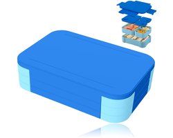 1 stuk - 1100ml Kinderlunchbox met deksel - Lekvrij deksel - Magnetron- en vaatwasserbestendig - Lunchbox voor kinderen en volwassenen - voor school of werk - Blauw