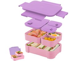 1 stuk - 1100ml Kinderlunchbox met deksel - Lekvrij deksel - Magnetron- en vaatwasserbestendig - Lunchbox voor kinderen en volwassenen - voor school of werk - Paars