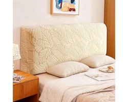 1 stuk-180cm hoofdbord hoes-stofdichte stretch hoofdbordafdekking- all-inclusive slipcover-rugbescherming-rekbaar en wasbaar-voor gevoerd hoofdeinde-Plantenpatroon-Lichte champagne