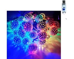 1 stuk 20 bolvormige lichtsnoeren met kleurverandering - Marokkaanse decoratieve verlichting - sfeerverlichting voor een feestje - 3 m * 2,5 cm - Geschikt voor kamerfeesten, kerst en lichtdecoraties - Zilver.