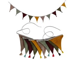 1 Stuk 2,6 M/8,5 ft Katoen Slinger - 10 Kleurrijke Driehoekige Wimpelvlaggetjes met Kwastjes - Babykamerdecoratie voor Slinger - voor Kinderkamer, Huisbed, Babybed, Wanddecoratie - Stijl 4