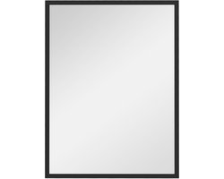 1 stuk - 80 x 60 cm rechthoekige wandspiegel - zwarte houten frame - geschikt voor badkamer, woonkamer of slaapkamer