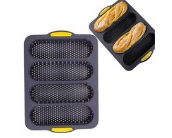 1 stuk baguettebakvorm - antiaanbaklaag voor eenvoudig losmaken - toastbakvorm - sandwichbakvorm - 34*27,3*2,3 cm - geschikt voor het thuis bakken van baguettes en chapatas - geel.