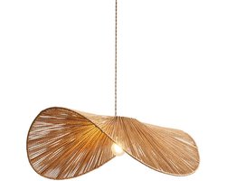 1 Stuk, Boheemse Rotan Kroonluchter, Moderne Stijl Kroonluchter, Geschikt Voor Boerderij Slaapkamer, Woonkamer En Eetkamer (Diameter 40cm, E27 Lamphouder Warm Licht, Linnen Natuurlijke Kleur)