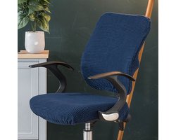 1 stuk bureaustoelhoes, verwijderbaar, universeel, modern, simplistisch, stijl, draaibare stoelhoes voor kantoor, draaibare armleuningen, stoel (Donkerblauw)