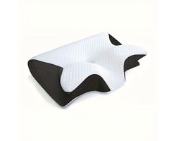 1 stuk Comfortabel nek Hoofdkussen - Ergonomisch Kussen - Traagschuim Hoofdkussen - Zijslaper - Slaapkussen,een evenwicht van zachtheid en sterkte, zwart.