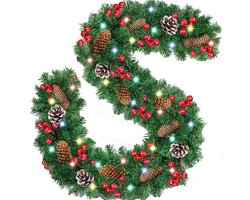 1 stuk decoratief hangend rotan ornament met lichtstrip -2.7 m-voor kerstfeest, deurdecoratie, hotels, bars en feestdagen