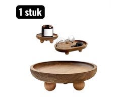 1 stuk - Decoratieve dienbladen - Creatief Houten Dienblad – Massief Houten Serveerplaat voor Taart en Gebak – Rond of Ovaal Design – Multifunctioneel Theeblad voor Kaarsen - Cirkel