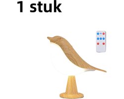1 stuk - Decoratieve lamp - Magpie aromatherapie LED-lamp - Geschikt voor naast het bed in de slaapkamer - Vogel nachtlampje - Oplaadbaar met touchscreen - Drie instelbare helderheidsniveaus - Esdoornhoutkleur - Inclusief afstandsbediening