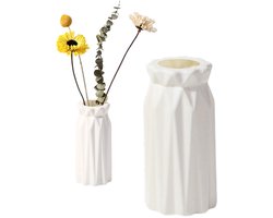 1 stuk - Decoratieve vaas van imitatieporselein - Elegant ontwerp - Bloemschikking - Tafelvaas - 7,5-8,5-18 cm - Geschikt voor thuis en bruiloften - Wit