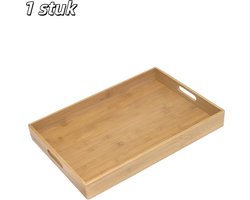 1 stuk - Dienblad - Decoratief dienblad - Met handvatten - Bamboe dienblad - Geschikt voor eten en opbergen - Ideaal voor slaapkamers, keukens, woonkamers, badkamers en buitengebruik - 38 x 26 x 4 cm - Geel