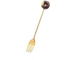 1 stuk donut roestvrijstalen koffie vork, cartoon vork, kinderbestek, dessert vork, multifunctioneel keukengereedschap