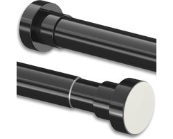 1 stuk douchegordijnstang, zonder boren, uittrekbaar, telescoopstang, gordijn, roestvrij staal, gordijnroedes voor kast, badkamer, balkon, douchegordijn (50-80 cm, φ25 mm, zwart)