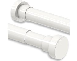 1 stuk douchegordijnstang, zonder boren, uittrekbaar, telescoopstang, gordijn, roestvrij staal, gordijnroedes voor kast, badkamer, balkon, douchegordijn (50-80 cm, φ25 mm, wit)