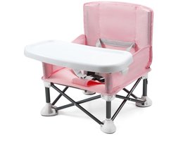 1 stuk - Draagbare babystoel - met afneembare bak - Opvouwbare verhoogde stoel - Geschikt voor kinderen van 6 maanden tot 3 jaar - Lichte reisstoel - Geschikt voor camping, strand, buiten en eettafel - Roze