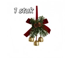1 stuk - Fluweelachtige vlinderknoop met klokje-hanger - Kerstdecoratie - Geschikt voor decoratie in huizen, feestjes en hotels - 3 klokjes - Rood