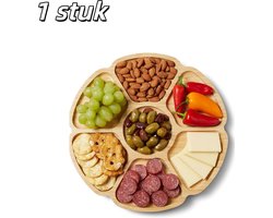 1 stuk - Fruitschaal - Bamboe - Schaal voor gedroogd fruit - Met compartimenten - Draaibaar - Lazy Tray - Fruitbewaarbox - Geschikt voor op het tafelblad in de woonkamer/slaapkamer - 24,5*24,5*1,7 cm - Geel
