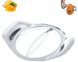 1 stuk - Fruitsnijder - Mangosnijder - Mangoschiller - Roestvrijstalen snijder - Schiller - Roestvrijstalen schiller en pitverwijderaar - Groenteschiller - Zilver - 15,5*11 cm - Stevig en duurzaam - Handig voor het verwerken van fruit