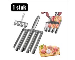 1 stuk - Gardes - RVS Gehaktballetjes Vorm - 4-in-1 Professionele Balletjes Maker voor Vis, Garnalen Rijst - Strakke Gelijke Porties voor Soep, Tapas en Meal Prep - Zilver