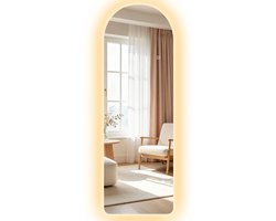 1 stuk - gebogen wandspiegel - met verstelbare LED-verlichting en touch control - gehard glas - 40x3x120 cm