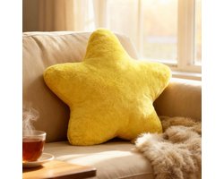 1 stuk - Geel ster sierkussen - Superzacht pluche kussen - Perfect als decoratie voor de woonkamer - Ook een geweldig cadeau voor een meisje - One size fits all