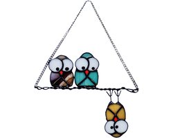 1 stuk - Gekleurde glazen vogelhanger - Decoratieve raamhanger in vogelvorm - Sfeervolle woondecoratie voor raam, muur of tuin - Handgemaakt glas in levendige kleuren - Perfect als cadeau of huisdecoratie