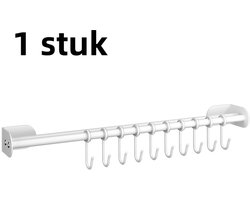 1 stuk - haak - keukenhaakrek punch-free wandmontage - afdruiprek potdeksel schep lepel keukengereedschap opbergrek - wit