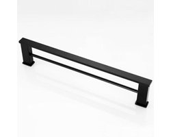 1 stuk - Handdoekhouder - Aluminium constructie - Wandgemonteerde handdoekhouder voor de badkamer - Boren niet nodig - Geschikt voor badkamers, keukens en soortgelijke ruimtes - 40 cm - Dubbele rail - Zwart