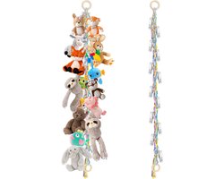 1 stuk - hangende opbergkettingen voor knuffels - organizer voor knuffels met 20 metalen clips - boheemse stijl pluchen speelgoed opbergketting - displayhouderketting van 200 cm - voor het ophangen van knuffeldieren - kinderkamerdecoratie