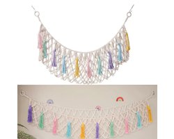 1 stuk - hangmat van knuffeldier - knuffeldier net voor aan de muur - boheemse macramé wandorganizer - ruimtebesparende speelgoedhangmat（130cm）
