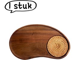 1 stuk - Houten dienblad - Dienblad van acaciahout - Hotel koffiekopje & dessertbord - Theeblad in cashewnootstijl - Waterbekeronderzetter voor thuisgebruik - Met onderzetter - Walnoothout