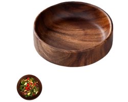 1 stuk - Houten mengkom - Saladeschaal - bruine houten schalen - voor ontbijt, snacks, soep, saladekommen - 16.5×4.5cm - bruin