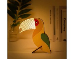 1 stuk - houten toekan lamp - Acryl LED decoratieve nachtlampje kinderen - slaaplampje - Op batterijen - Gebruikt om Feestelijke Kinderkamer te Decoreren - Warme Huisdecoratie