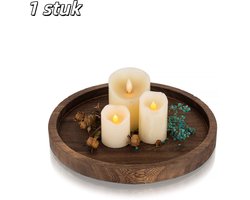 1 stuk - Kandelaar - Dienblad - Decoratief dienblad - Houten - Rond houten dienblad - Geschikt voor salontafels, eetkamers, woonkamers, decoratie voor het aanrecht in een boerderijkeuken - Diameter 26 cm - Bruin