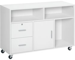 1 stuk - Kast - Boekenkasten - Nachtkastjes - TV meubels - Mobiele opbergkast – Met lades en planken – Geschikt voor kantoor- en studiedocumenten – 100 x 35 x 65 cm – Wit