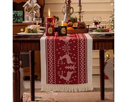 1 stuk, Kerstversiering, kerstdecoratie, tafelloper, waterdicht, lang tafelkleed, kerstartikelen, geschikt voor decoratie van tv-meubels, salontafels, eettafels, rood, 35*350 cm
