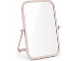 1 stuk - kleine rechthoekige bureaubladspiegel - met stand - hoek verstelbaar - HD transparante mini bureaubladspiegel - geschikt voor kleedbord - badkamer tafel - slaapkamer decoratie - roze