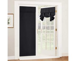 1 stuk klittenbandsluiting verduisteringsdeurgordijnen, 173 × 66 cm, Franse deurjaloezieën, ondoorzichtige vouwgordijnen met banden voor terrasdeuren, glazen deuren (zwart)