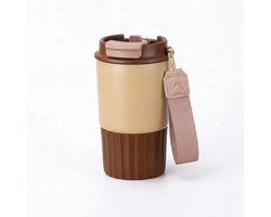 1 stuk - Koffiebeker - Draagbare lekkagebeker - Koffiebeker - RVS - 450 ml - Khaki/bruin