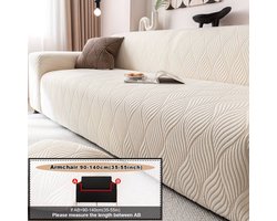 1 stuk Kunstblad Jacquard Sofahoes - Eendelige Volledige Bedekking Rekbare Sofabeschermer met Elastisch Jacquard Fleece, Antislip, Wasmachinebestendig Modern Woondecor, Meubelbescherming , Duurzaam Stof. 90x140 cm beige.