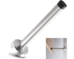 1 stuk - lange deurstopper - 20 cm roestvrijstalen deurstopper - geborstelde deurstopper - anti botsing weerstand met rubberen absorber - beschermer voor de sluitdeurwand - zilver
