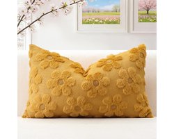 1 stuk lente zomer kussenslopen van wol kort fluweel zachte decoratieve kussenslopen luxe stijl voor bank slaapkamer bloemen geel 30 x 50 cm