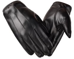 1 stuk leren handschoenen voor heren, touchscreen PU vingerloos leren modieuze zwarte rijhandschoenen, slank en ongevoerd