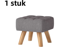 1 stuk - Linnen voetenbank - Houten poten - Moderne gestoffeerde voetenbank - Geschikt voor slaapkamer/woonkamer - Grijs
